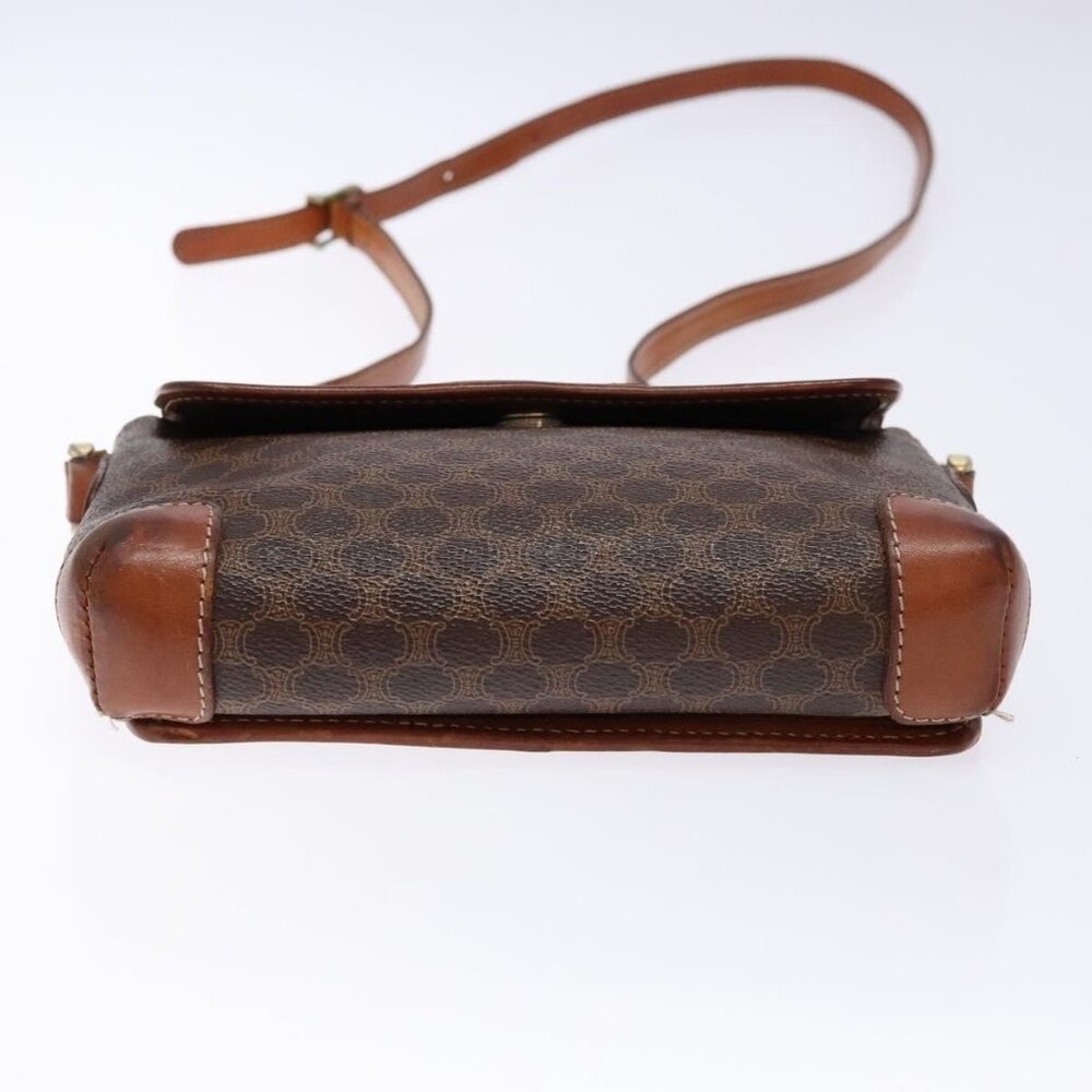 Authentic CELINE Macadam Canvas Shoulder Bag PVC Brown Gold - Picture 12 of 16